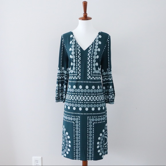 dark green and white dress